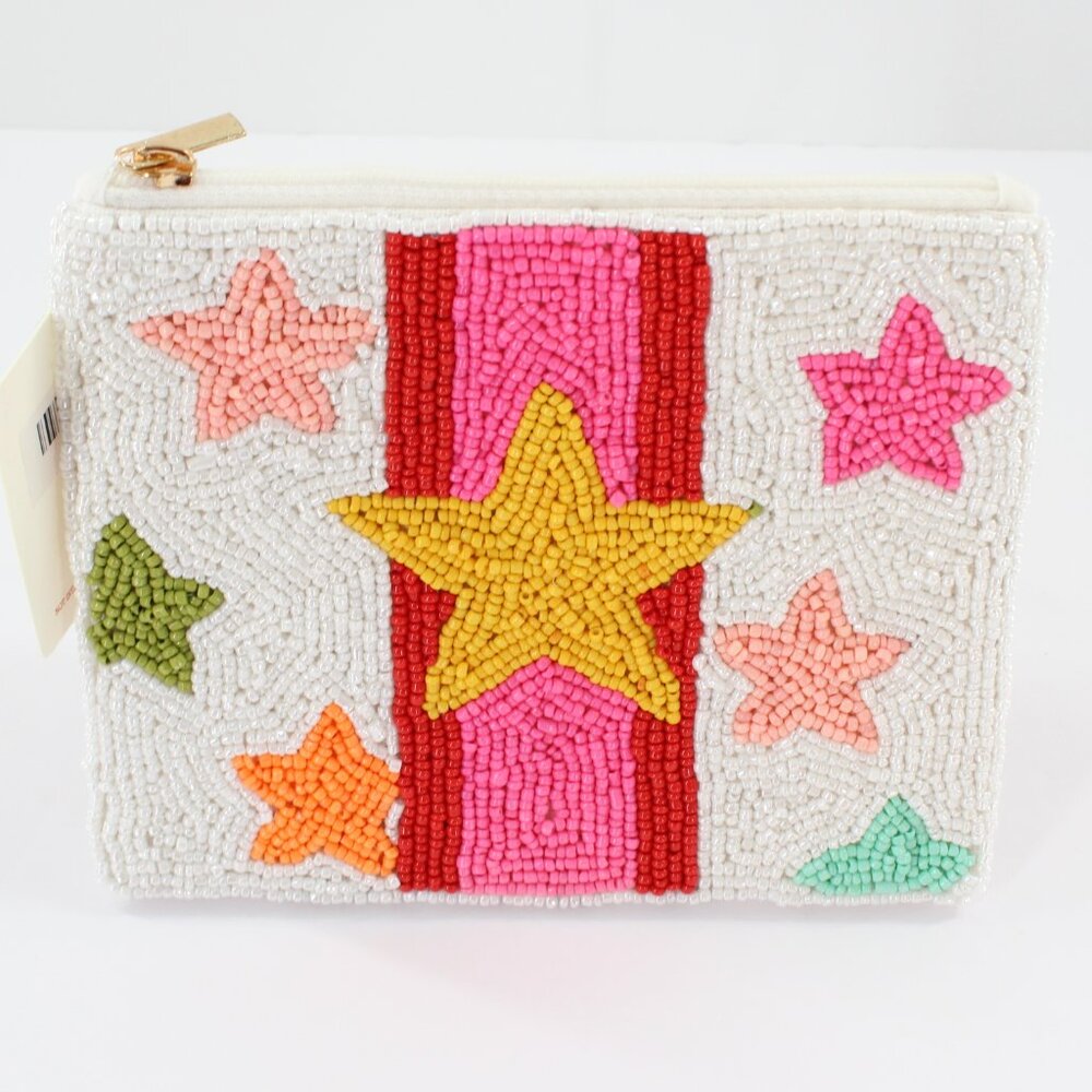KAY LEE Colorful Stars Beaded Coin Purse/Cosmetic Bag NWT Made in India ❤️